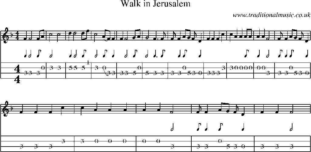Mandolin Tab and Sheet Music for Walk In Jerusalem