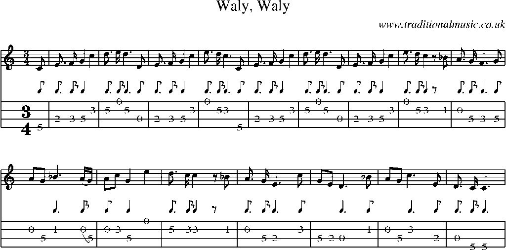 Mandolin Tab and Sheet Music for Waly, Waly(1)