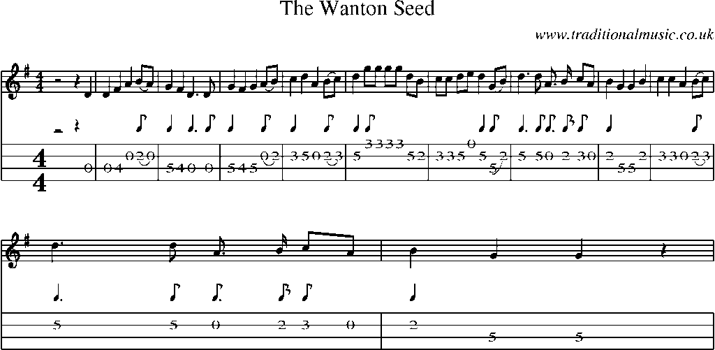 Mandolin Tab and Sheet Music for The Wanton Seed
