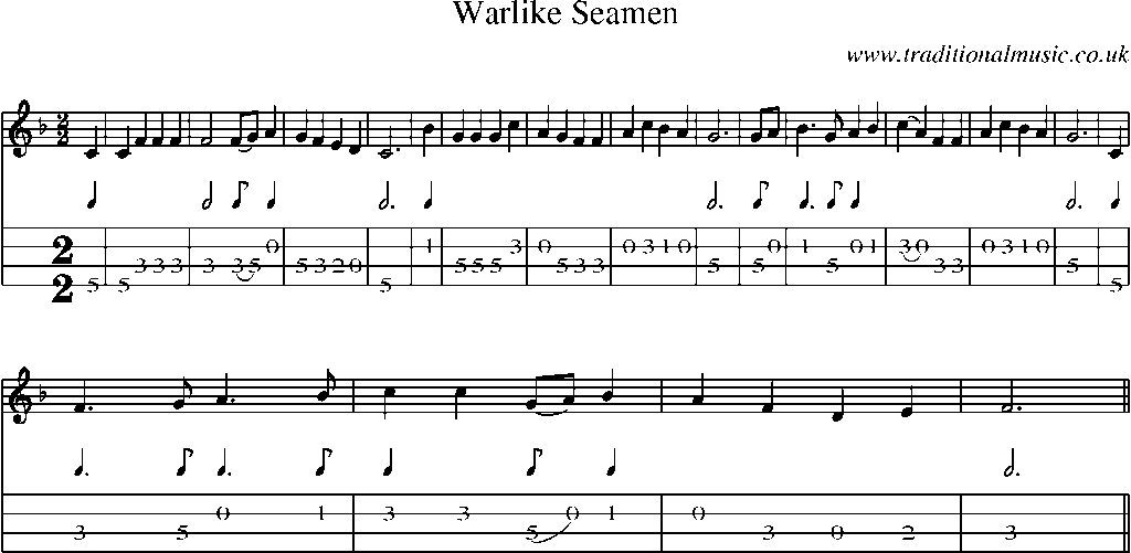 Mandolin Tab and Sheet Music for Warlike Seamen