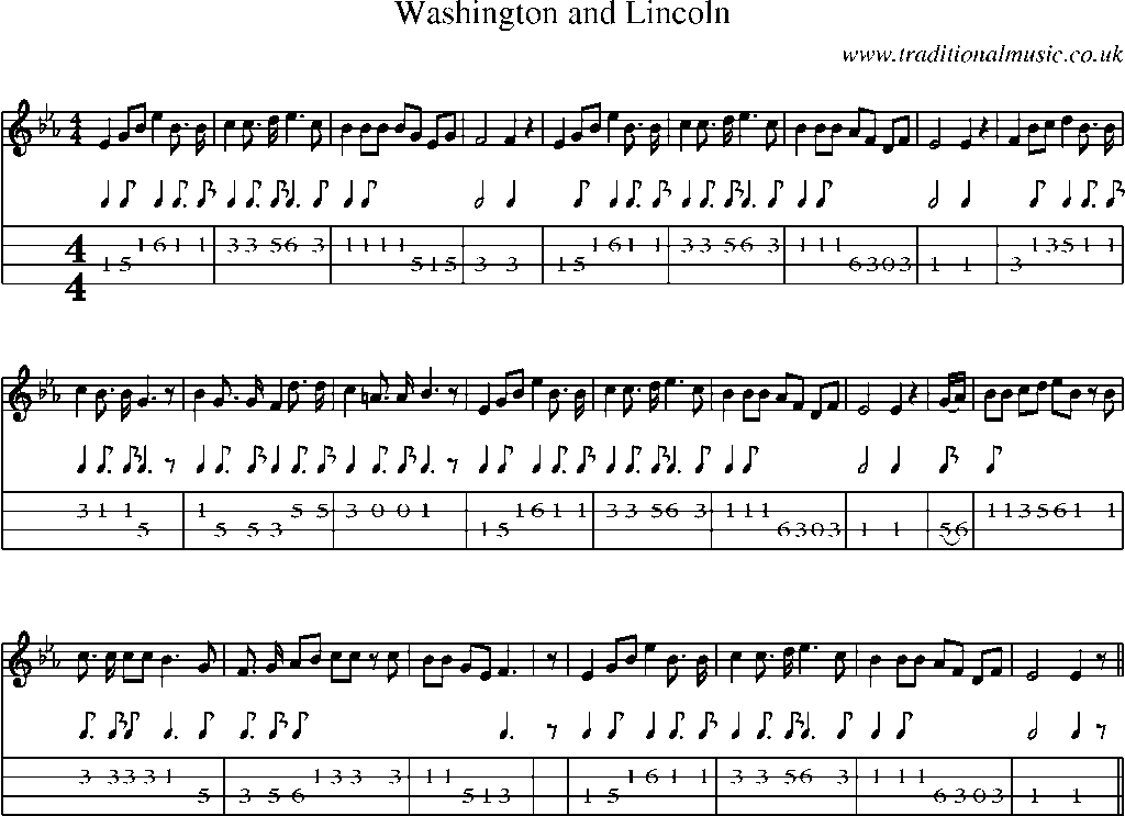 Mandolin Tab and Sheet Music for Washington And Lincoln