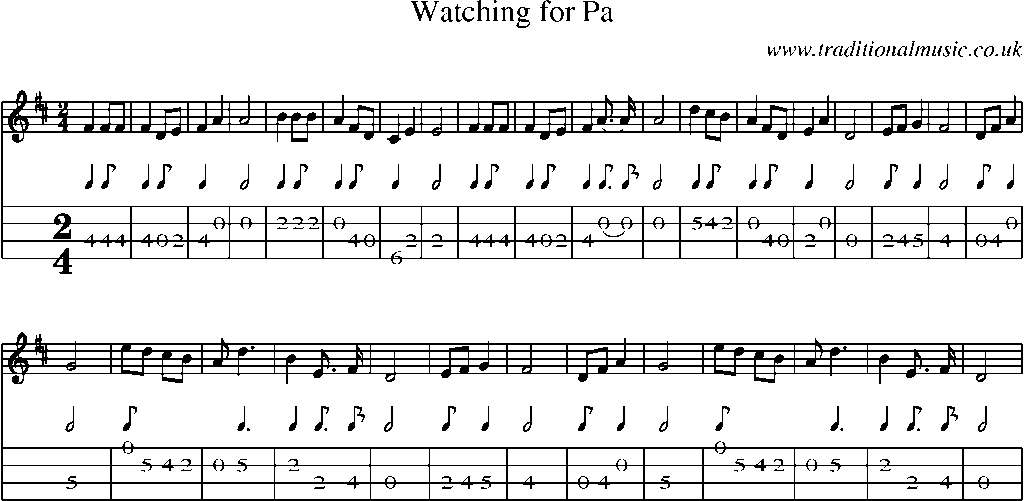 Mandolin Tab and Sheet Music for Watching For Pa
