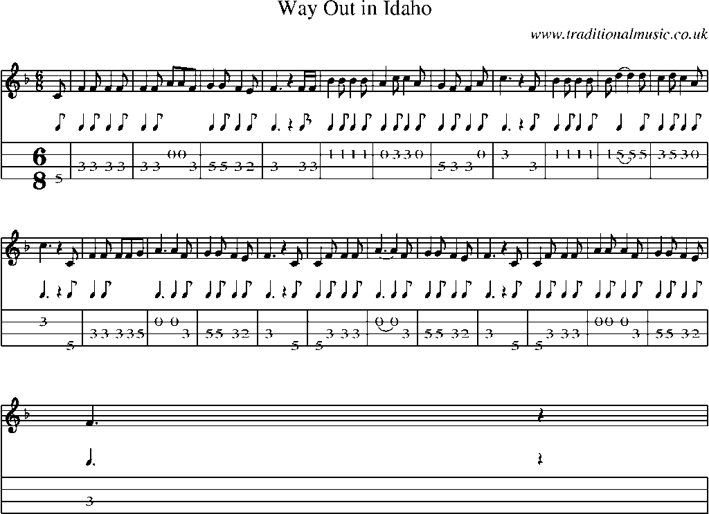 Mandolin Tab and Sheet Music for Way Out In Idaho