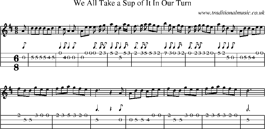 Mandolin Tab and Sheet Music for We All Take A Sup Of It In Our Turn