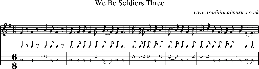 Mandolin Tab and Sheet Music for We Be Soldiers Three