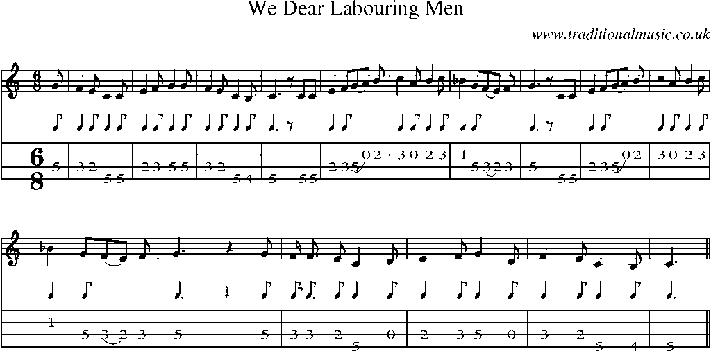 Mandolin Tab and Sheet Music for We Dear Labouring Men