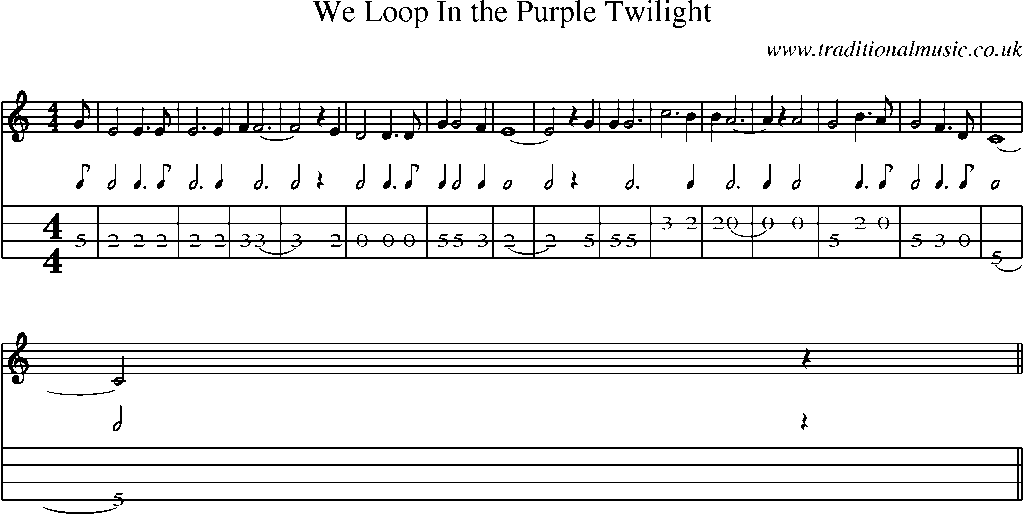 Mandolin Tab and Sheet Music for We Loop In The Purple Twilight