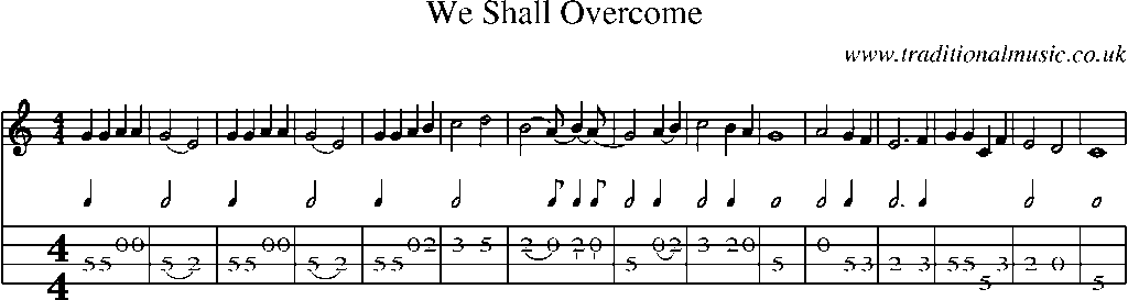 Mandolin Tab and Sheet Music for We Shall Overcome