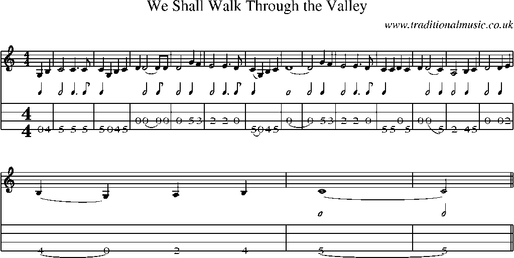 Mandolin Tab and Sheet Music for We Shall Walk Through The Valley