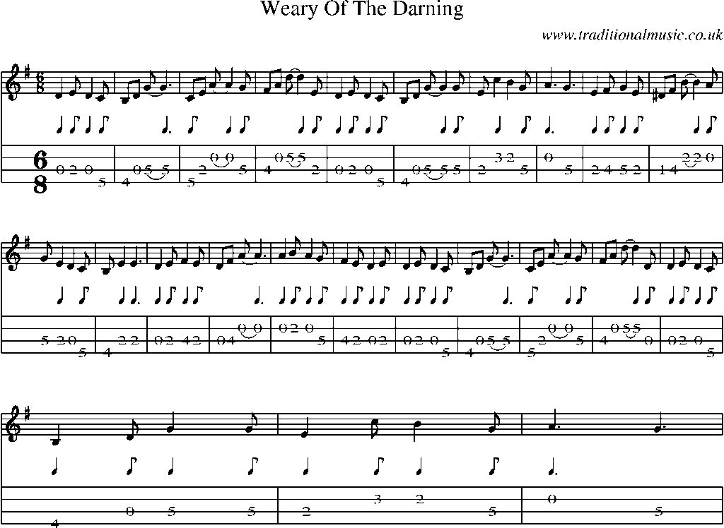 Mandolin Tab and Sheet Music for Weary Of The Darning