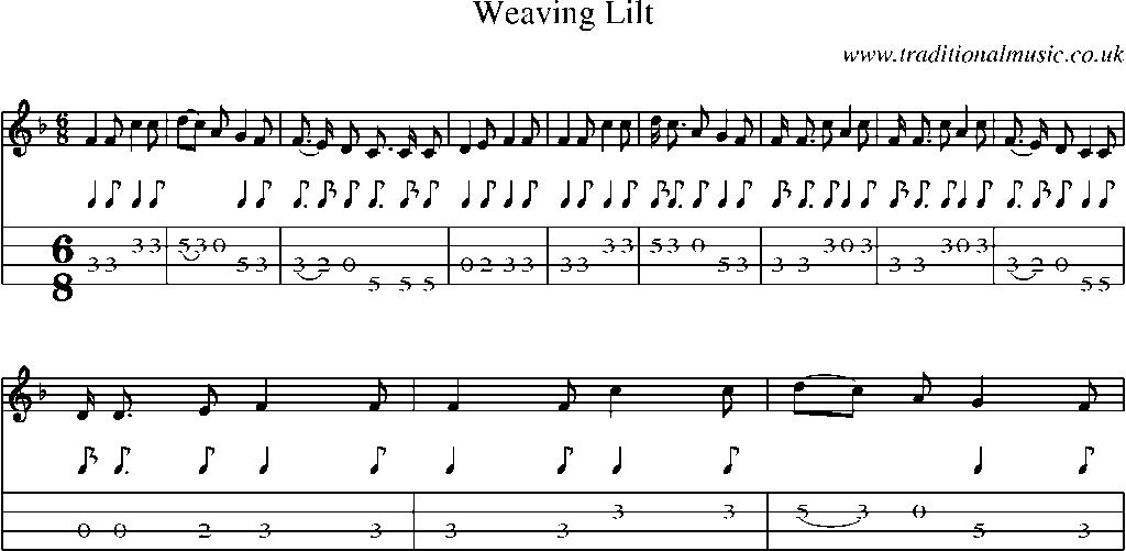 Mandolin Tab and Sheet Music for Weaving Lilt