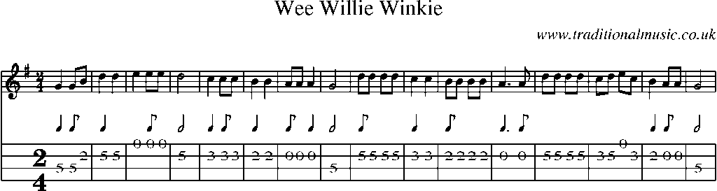 Mandolin Tab and Sheet Music for Wee Willie Winkie