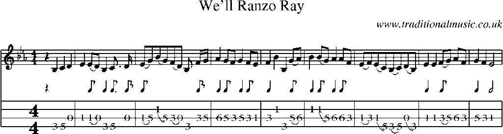 Mandolin Tab and Sheet Music for We'll Ranzo Ray