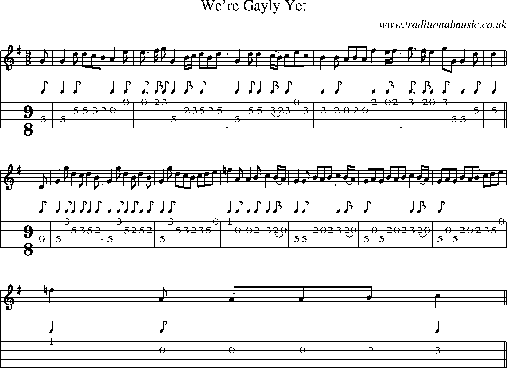 Mandolin Tab and Sheet Music for We're Gayly Yet