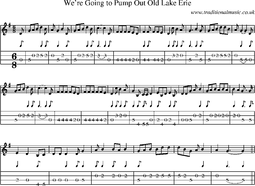 Mandolin Tab and Sheet Music for We're Going To Pump Out Old Lake Erie