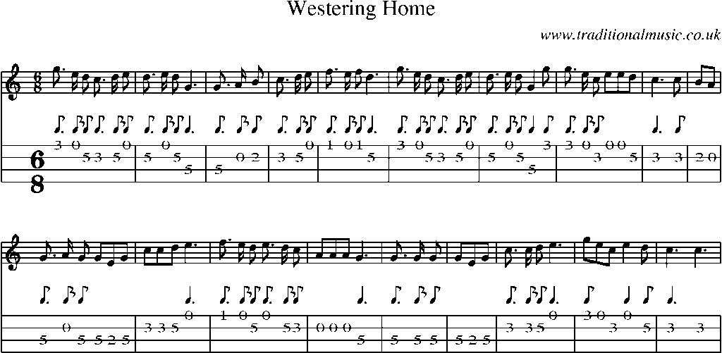 Mandolin Tab and Sheet Music for Westering Home
