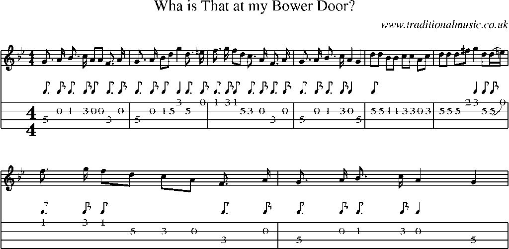 Mandolin Tab and Sheet Music for Wha Is That At My Bower Door?
