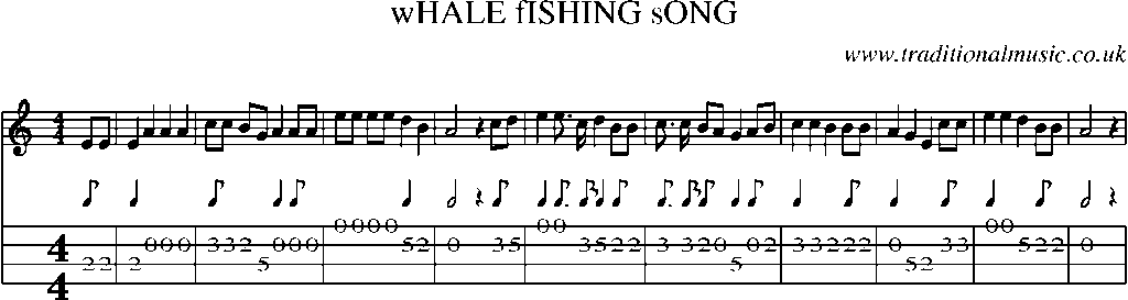 Mandolin Tab and Sheet Music for Whale Fishing Song(1)