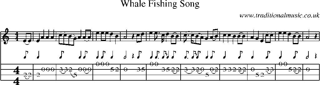 Mandolin Tab and Sheet Music for Whale Fishing Song