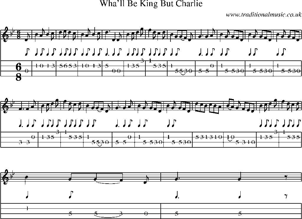 Mandolin Tab and Sheet Music for Wha'll Be King But Charlie