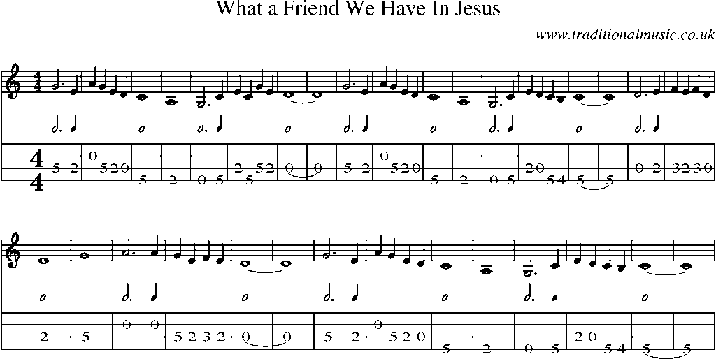 Mandolin Tab and Sheet Music for What A Friend We Have In Jesus
