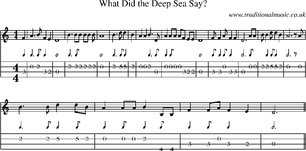 Mandolin Tab and Sheet Music for What Did The Deep Sea Say?