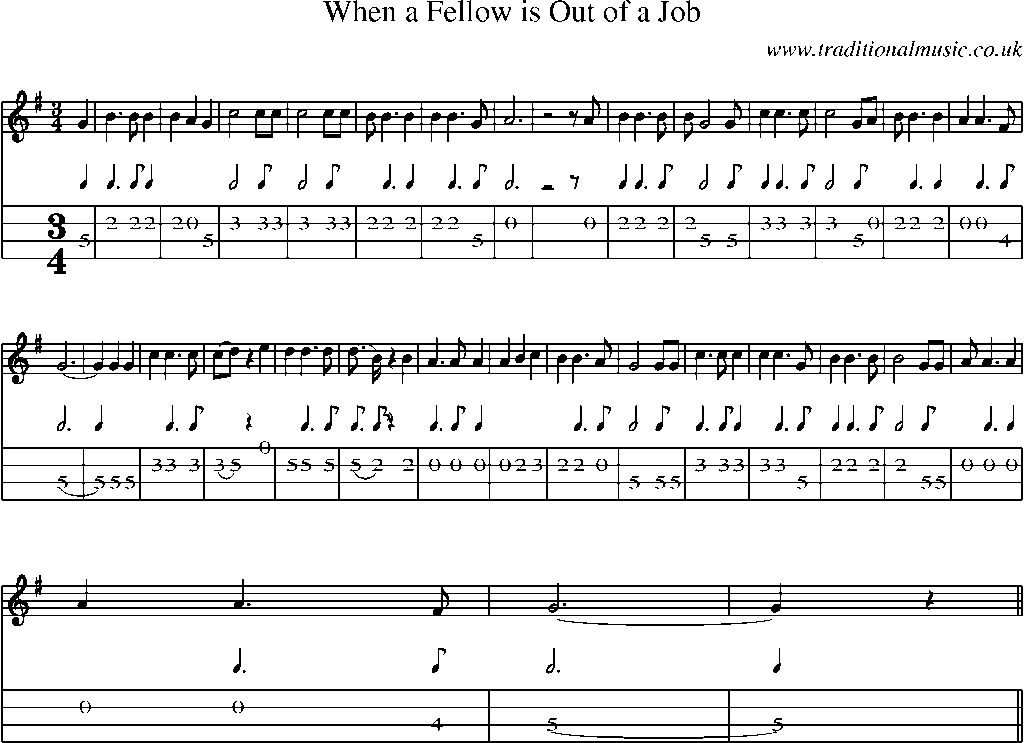 Mandolin Tab and Sheet Music for When A Fellow Is Out Of A Job