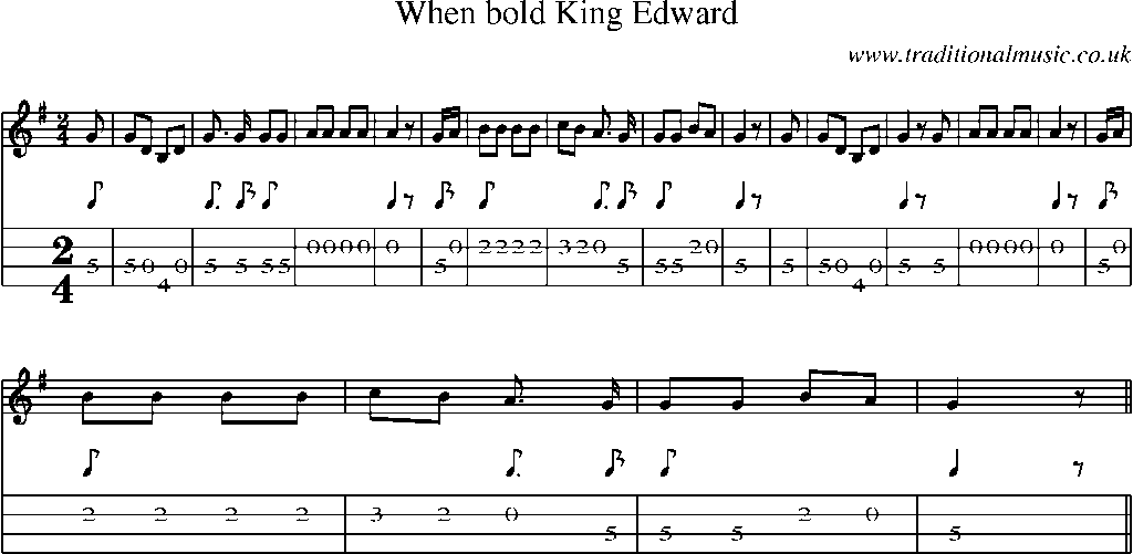 Mandolin Tab and Sheet Music for When Bold King Edward