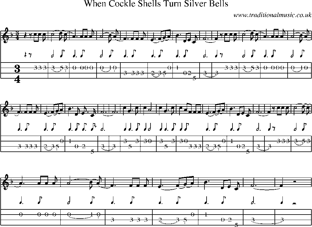 Mandolin Tab and Sheet Music for When Cockle Shells Turn Silver Bells