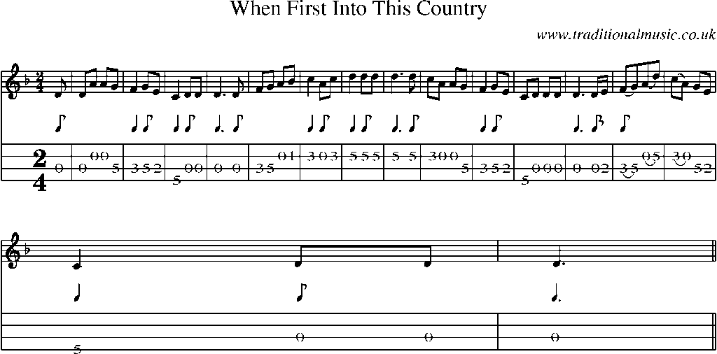 Mandolin Tab and Sheet Music for When First Into This Country