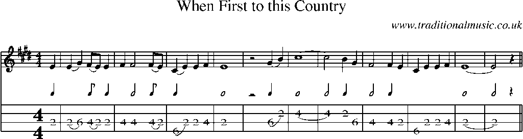 Mandolin Tab and Sheet Music for When First To This Country