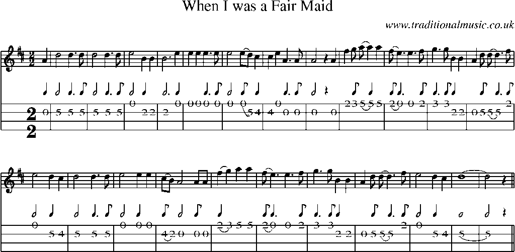Mandolin Tab and Sheet Music for When I Was A Fair Maid