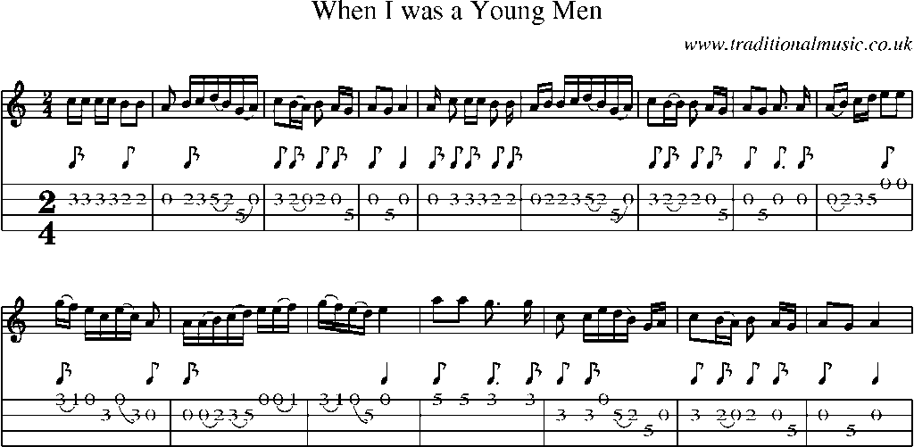 Mandolin Tab and Sheet Music for When I Was A Young Men