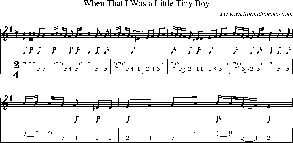 Mandolin Tab and Sheet Music for When That I Was A Little Tiny Boy