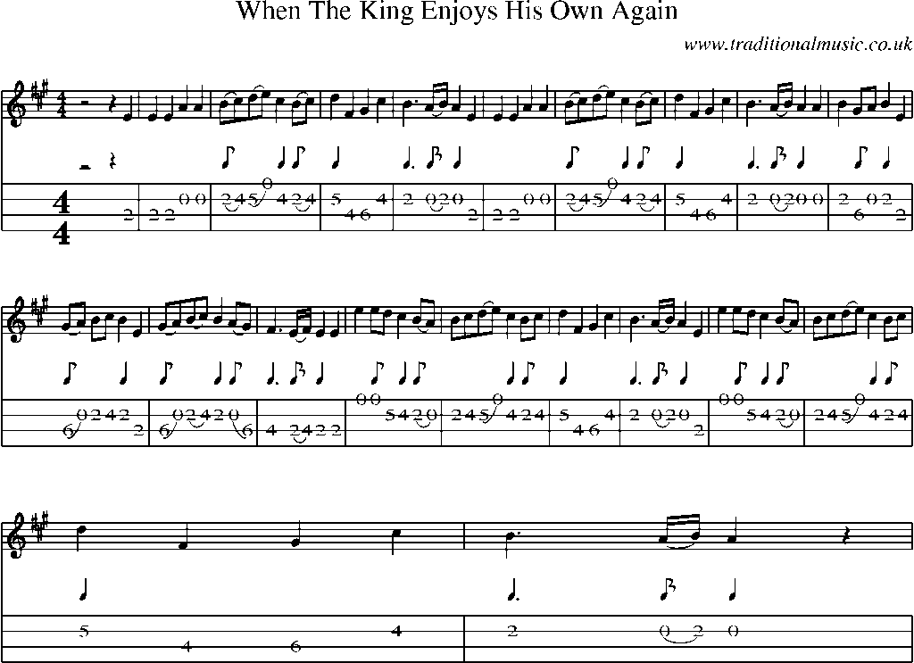 Mandolin Tab and Sheet Music for When The King Enjoys His Own Again