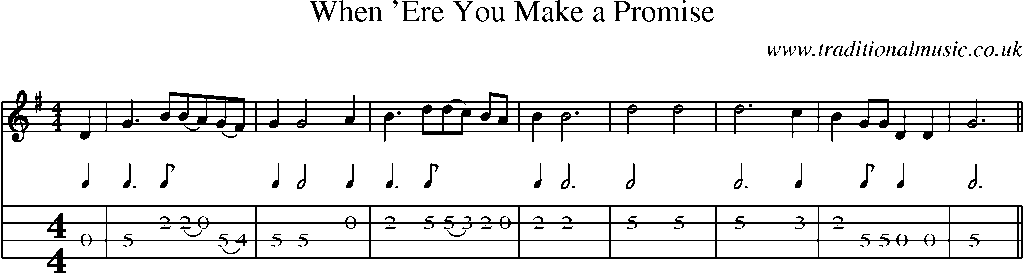 Mandolin Tab and Sheet Music for When 'ere You Make A Promise