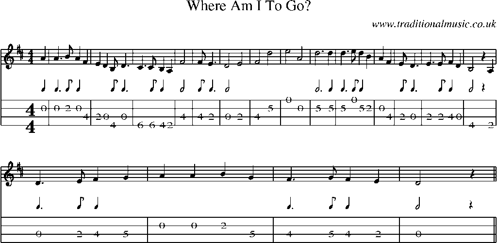 Mandolin Tab and Sheet Music for Where Am I To Go?