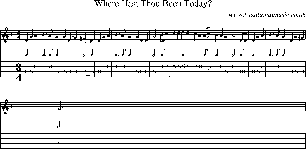 Mandolin Tab and Sheet Music for Where Hast Thou Been Today?