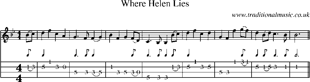 Mandolin Tab and Sheet Music for Where Helen Lies