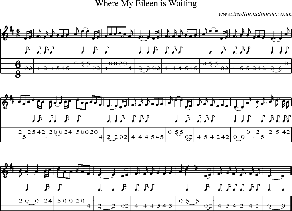 Mandolin Tab and Sheet Music for Where My Eileen Is Waiting