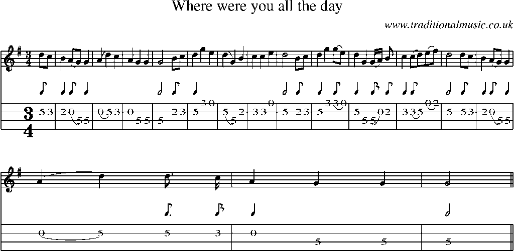 Mandolin Tab and Sheet Music for Where Were You All The Day