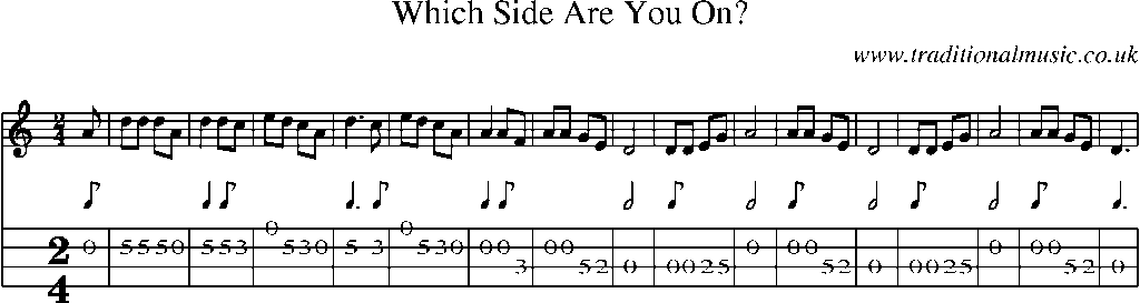 Mandolin Tab and Sheet Music for Which Side Are You On?