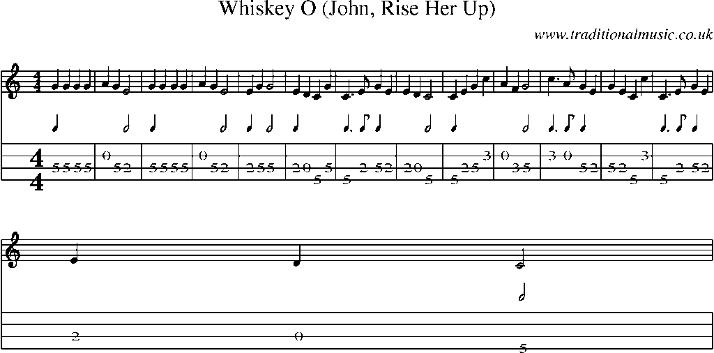 Mandolin Tab and Sheet Music for Whiskey O (john, Rise Her Up)