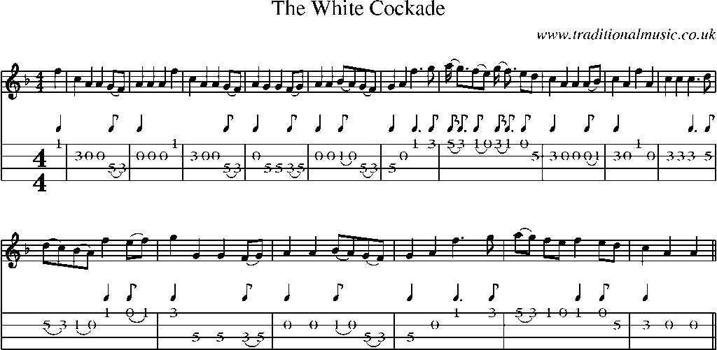 Mandolin Tab and Sheet Music for The White Cockade