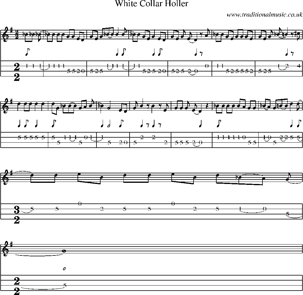 Mandolin Tab and Sheet Music for White Collar Holler