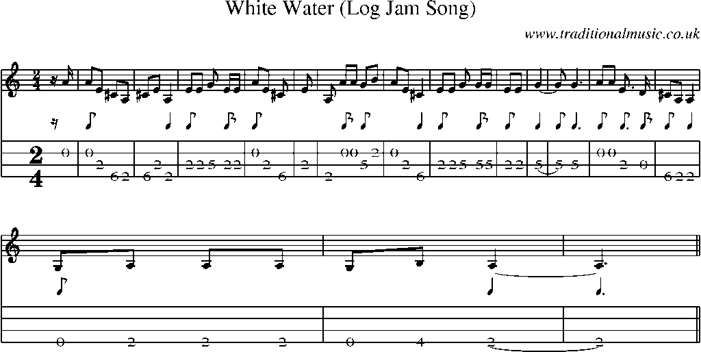 Mandolin Tab and Sheet Music for White Water (log Jam Song)