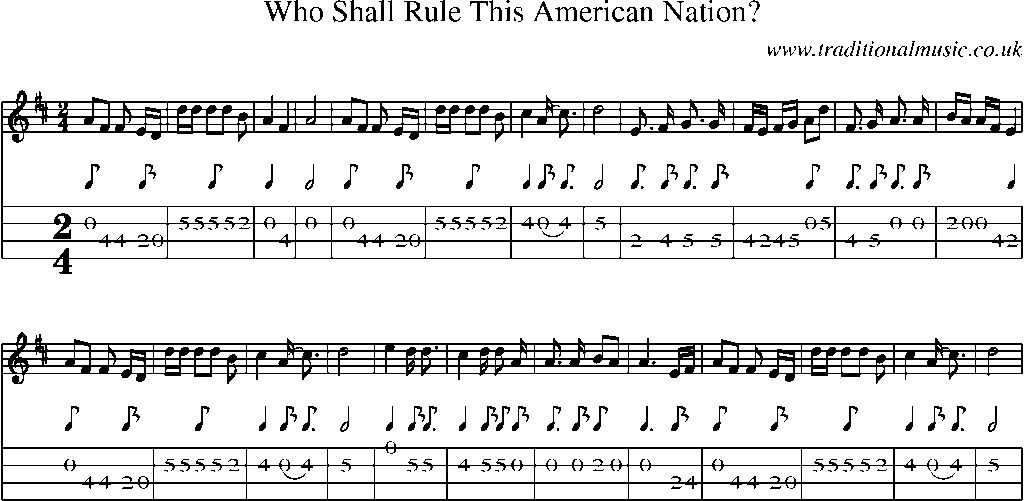 Mandolin Tab and Sheet Music for Who Shall Rule This American Nation?