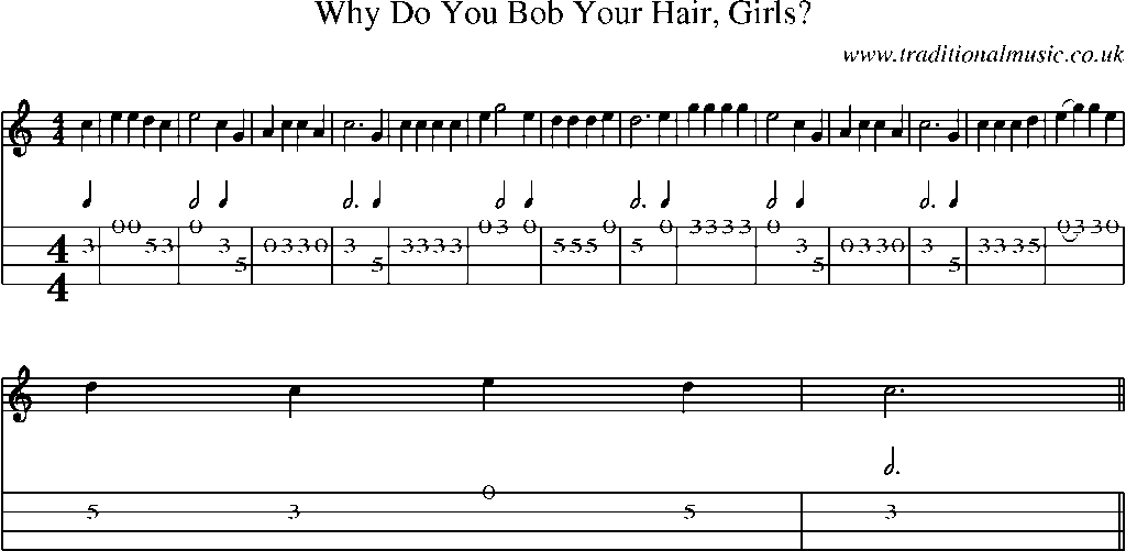 Mandolin Tab and Sheet Music for Why Do You Bob Your Hair, Girls?