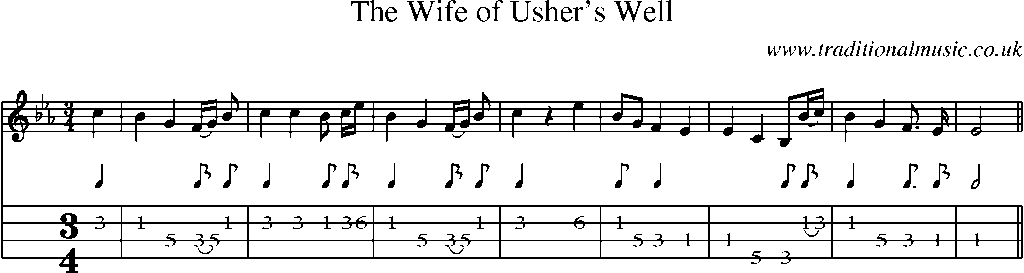 Mandolin Tab and Sheet Music for The Wife Of Usher's Well