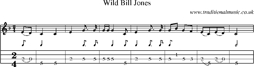 Mandolin Tab and Sheet Music for Wild Bill Jones
